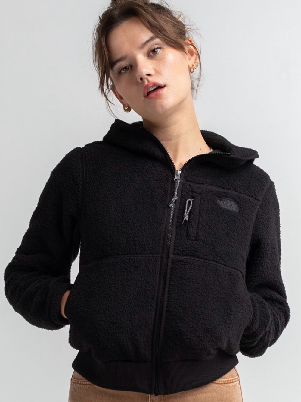 The North Face Women’s Black Sherpa Dunjaven Full-Zip Hoodie Jacket - Picture 1 of 4